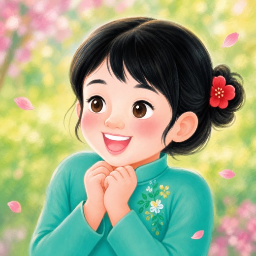 Mai beaming with excitement